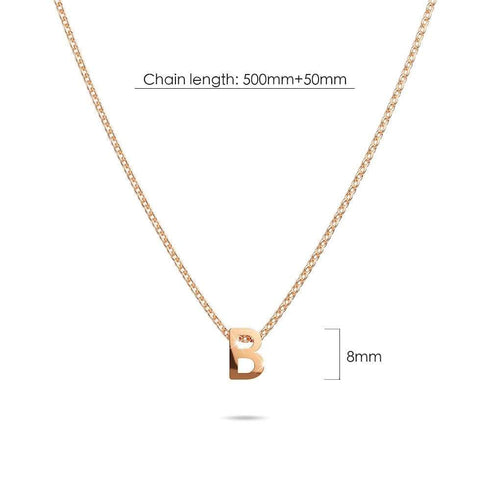 Initials Brick Alphabet Letter Necklace Rose Gold Layered Steel Jewellery